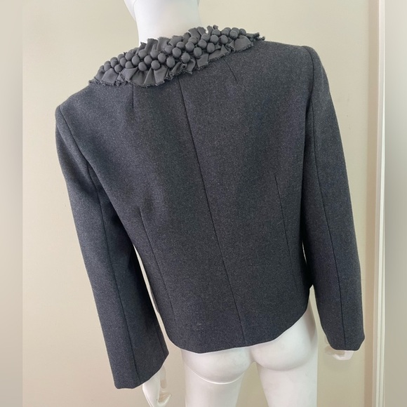J Crew Womens Wool Blazer Sz 8 Embellished Cropped Modern Office CEO Lady Jacket - Picture 7 of 16